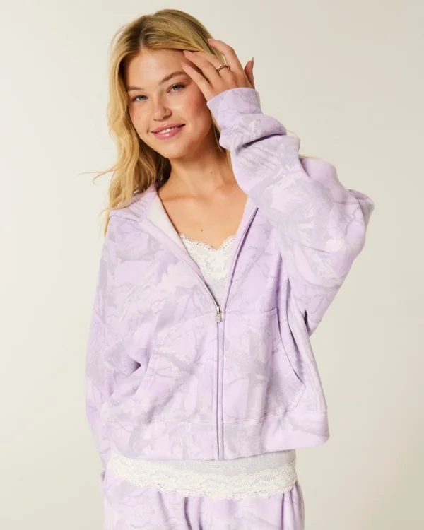 Bluza z kapturem w kamuflażu z łatwym zamkiem błyskawicznym Bluza z kapturem w kamuflażu z łatwym zamkiem błyskawicznym