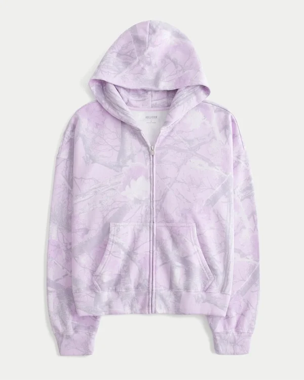 Bluza z kapturem w kamuflażu z łatwym zamkiem błyskawicznym Bluza z kapturem w kamuflażu z łatwym zamkiem błyskawicznym