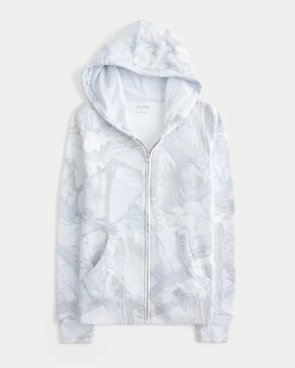 Bluza z kapturem w kamuflażu z zamkiem błyskawicznym i wykończeniem ze sztucznego futra Bluza z kapturem w kamuflażu z zamkiem błyskawicznym i wykończeniem ze sztucznego futra