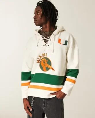 Bluza z kapturem z grafiką drużyny hokejowej University of Miami Hurricanes Bluza z kapturem z grafiką drużyny hokejowej University of Miami Hurricanes