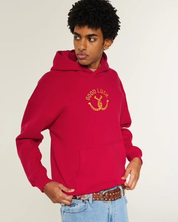Bluza z kapturem z nadrukiem Boxy Good Luck Bluza z kapturem z nadrukiem Boxy Good Luck