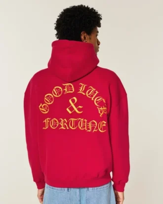 Bluza z kapturem z nadrukiem Boxy Good Luck