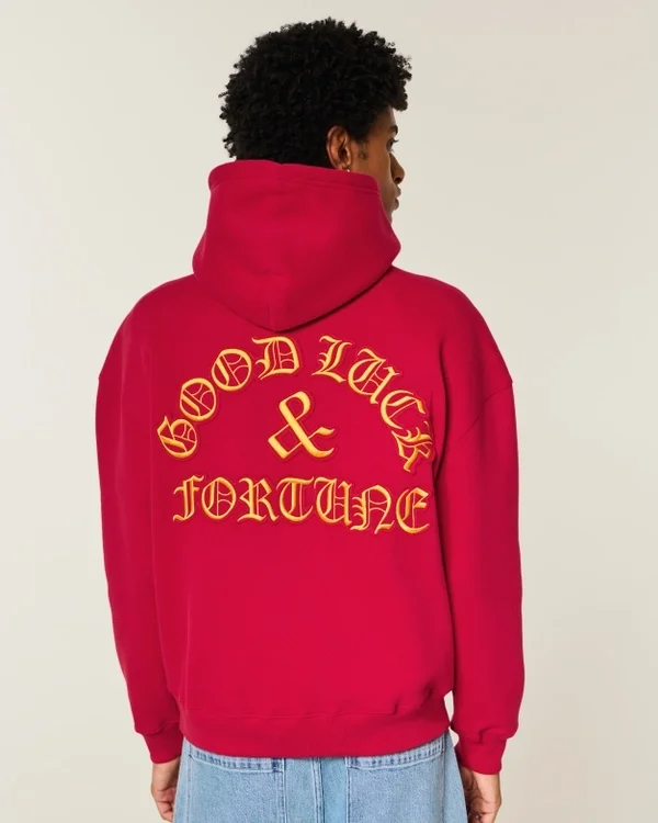 Bluza z kapturem z nadrukiem Boxy Good Luck Bluza z kapturem z nadrukiem Boxy Good Luck