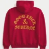 Bluza z kapturem z nadrukiem Boxy Good Luck Bluza z kapturem z nadrukiem Boxy Good Luck