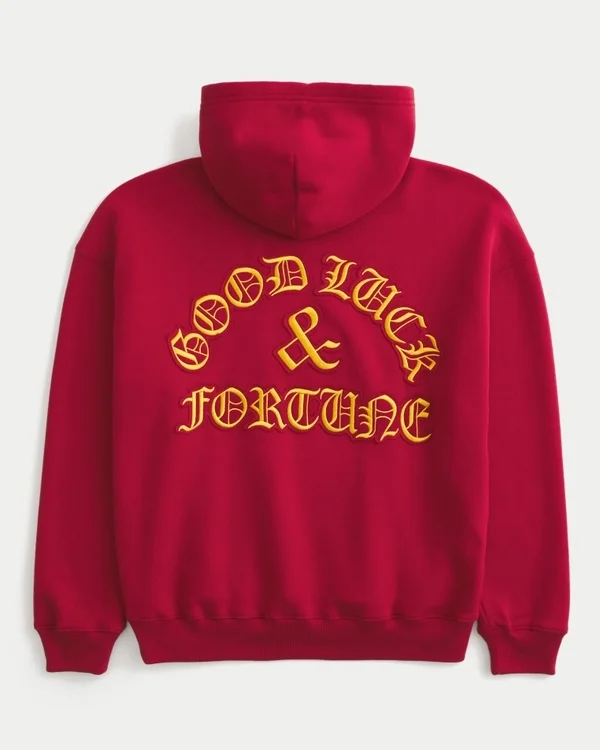 Bluza z kapturem z nadrukiem Boxy Good Luck Bluza z kapturem z nadrukiem Boxy Good Luck