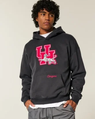 Bluza z kapturem z nadrukiem Boxy University of Houston Cougars Bluza z kapturem z nadrukiem Boxy University of Houston Cougars