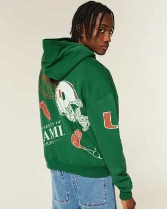 Bluza z kapturem z nadrukiem Boxy University of Miami Hurricanes Bluza z kapturem z nadrukiem Boxy University of Miami Hurricanes