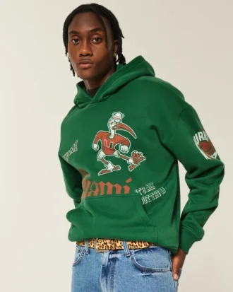 Bluza z kapturem z nadrukiem Boxy University of Miami Hurricanes Bluza z kapturem z nadrukiem Boxy University of Miami Hurricanes