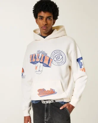 Bluza z kapturem z nadrukiem Fighting Illini Uniwersytetu Illinois Bluza z kapturem z nadrukiem Fighting Illini Uniwersytetu Illinois
