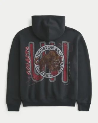 Bluza z kapturem z nadrukiem koszykarskim Boxy University of Houston Cougars