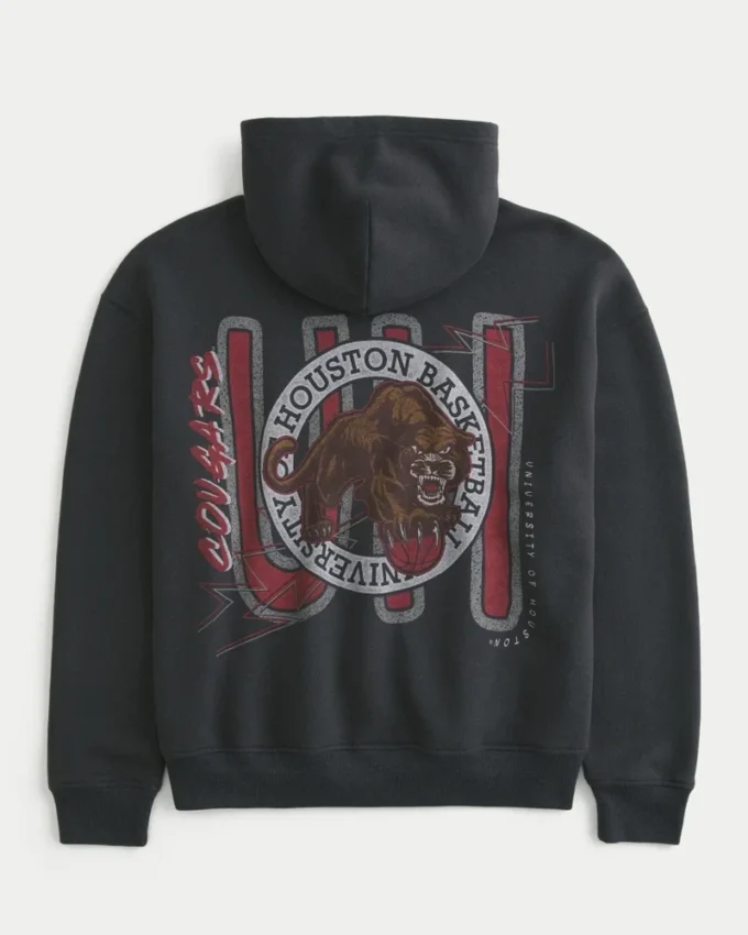 Bluza z kapturem z nadrukiem koszykarskim Boxy University of Houston Cougars Bluza z kapturem z nadrukiem koszykarskim Boxy University of Houston Cougars