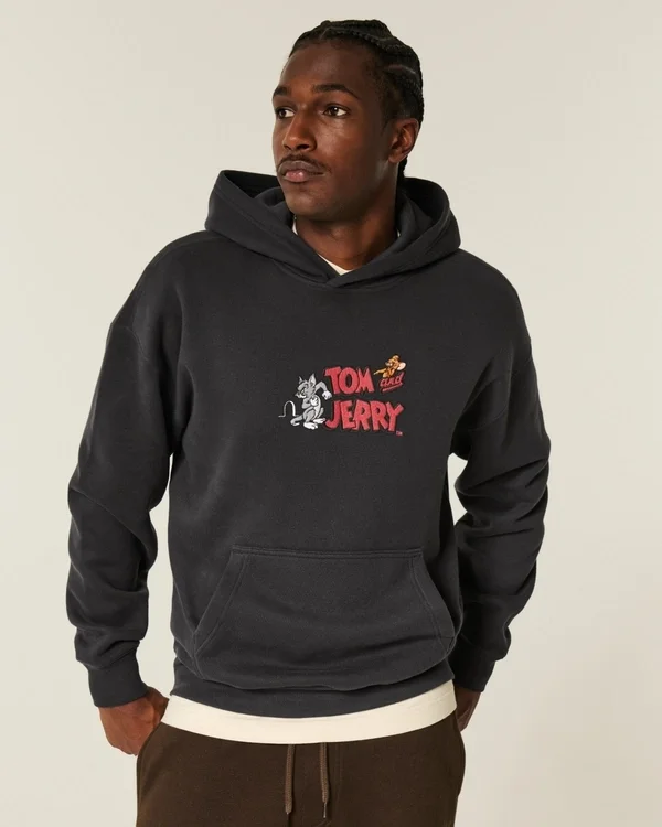 Bluza z kapturem z nadrukiem Tom i Jerry Bluza z kapturem z nadrukiem Tom i Jerry