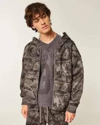 Bluza z kapturem z podszewką termiczną w kamuflażu