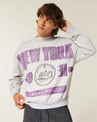 Bluza z nadrukiem Boxy New York University Violets