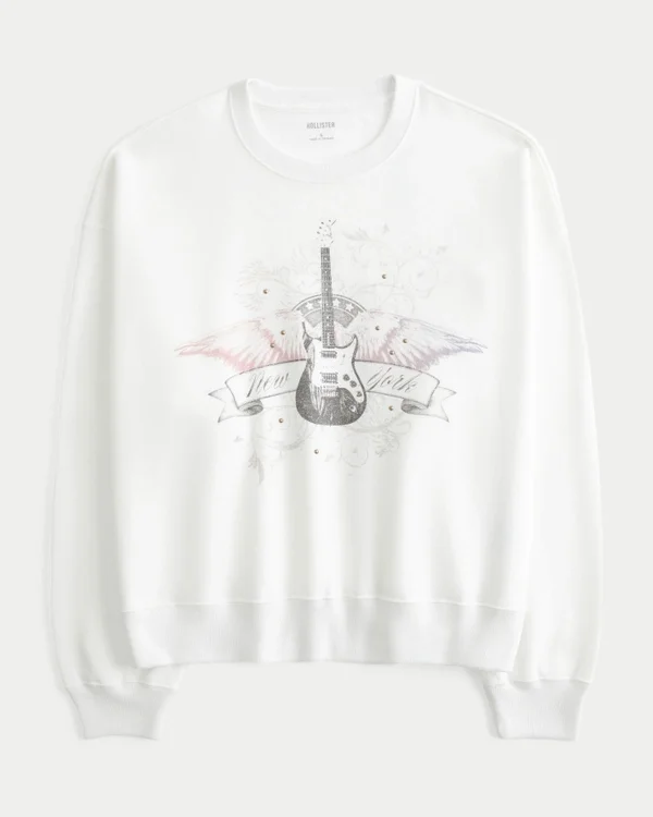 Bluza z nadrukiem i ćwiekami Easy New York Guitar Bluza z nadrukiem i ćwiekami Easy New York Guitar