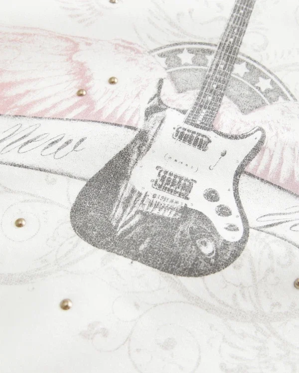 Bluza z nadrukiem i ćwiekami Easy New York Guitar Bluza z nadrukiem i ćwiekami Easy New York Guitar