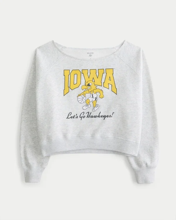 Bluza z nadrukiem Iowa Hawkeyes z odkrytymi ramionami Bluza z nadrukiem Iowa Hawkeyes z odkrytymi ramionami