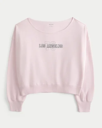 Bluza z nadrukiem Los Angeles z odkrytymi ramionami