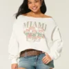 Bluza z nadrukiem Miami z podwójnymi odkrytymi ramionami Bluza z nadrukiem Miami z podwójnymi odkrytymi ramionami