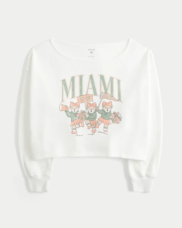 Bluza z nadrukiem Miami z podwójnymi odkrytymi ramionami Bluza z nadrukiem Miami z podwójnymi odkrytymi ramionami