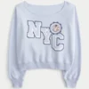 Bluza z nadrukiem NYC z odkrytymi ramionami Bluza z nadrukiem NYC z odkrytymi ramionami