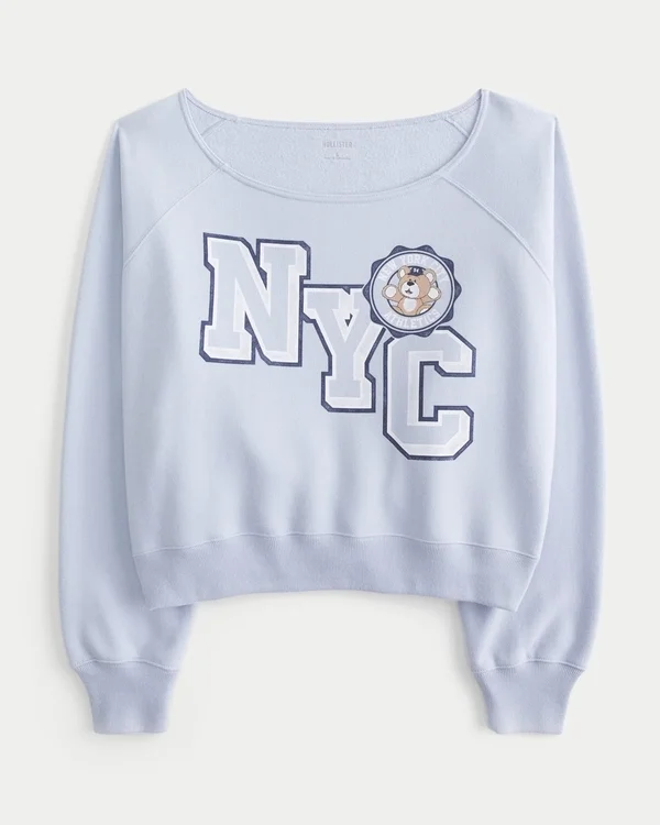 Bluza z nadrukiem NYC z odkrytymi ramionami Bluza z nadrukiem NYC z odkrytymi ramionami