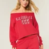 Bluza z nadrukiem University of Georgia z podwójnymi odkrytymi ramionami Bluza z nadrukiem University of Georgia z podwójnymi odkrytymi ramionami