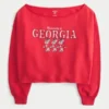 Bluza z nadrukiem University of Georgia z podwójnymi odkrytymi ramionami Bluza z nadrukiem University of Georgia z podwójnymi odkrytymi ramionami