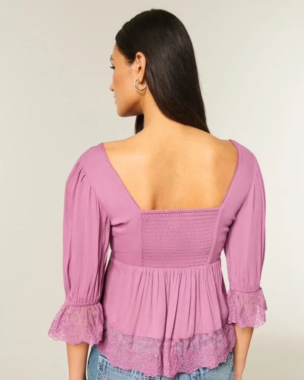 Bluzka babydoll z rękawami 3/4 Bluzka babydoll z rękawami 3/4