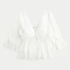 Bluzka babydoll z rękawami 3/4 Bluzka babydoll z rękawami 3/4