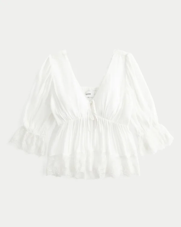 Bluzka babydoll z rękawami 3/4 Bluzka babydoll z rękawami 3/4