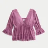 Bluzka babydoll z rękawami 3/4 Bluzka babydoll z rękawami 3/4