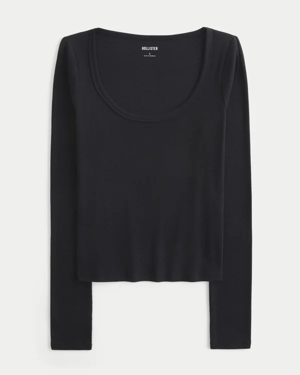 Bluzka z długim rękawem i okrągłym dekoltem Bluzka z długim rękawem i okrągłym dekoltem