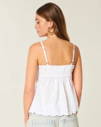 Błyszcząca haftowana bluzka babydoll