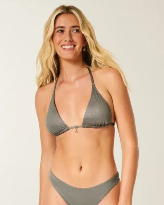 Błyszczący, wielofunkcyjny stanik bikini w kształcie trójkąta