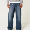 Ciemne dżinsy z haftowanym logo Super Baggy Jeans