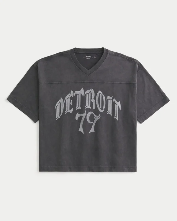 Ciężka, luźna koszulka z nadrukiem Detroit Graphic Football Ciężka, luźna koszulka z nadrukiem Detroit Graphic Football