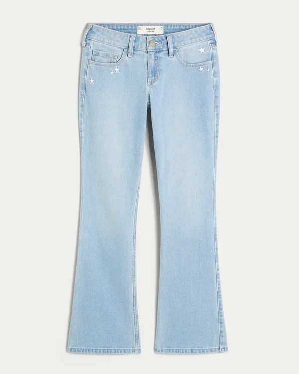Dżinsy bootcut z niskim stanem i haftem w kształcie gwiazdy Dżinsy bootcut z niskim stanem i haftem w kształcie gwiazdy