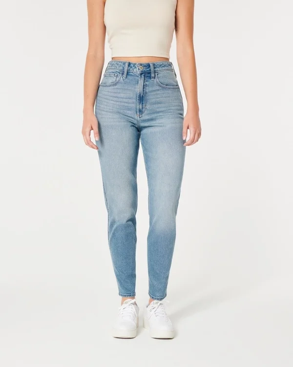 Dżinsy mom jeans o wysokim stanie i średnim odcieniu Dżinsy mom jeans o wysokim stanie i średnim odcieniu