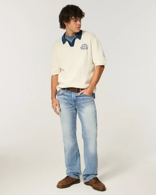 Dżinsy proste Y2K Distressed Medium Wash Dżinsy proste Y2K Distressed Medium Wash
