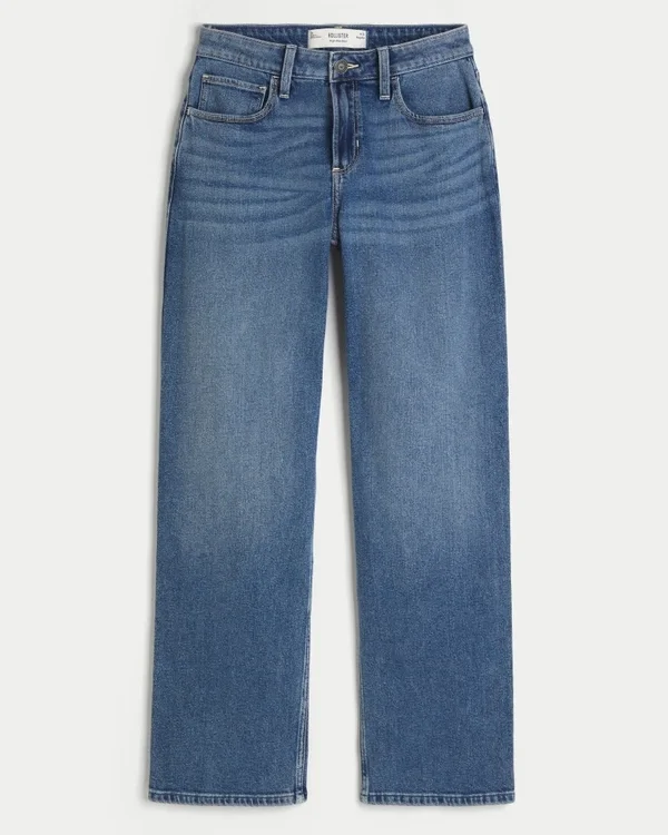 Dżinsy typu dad jeans z wysokim stanem i ciemnym wykończeniem Dżinsy typu dad jeans z wysokim stanem i ciemnym wykończeniem