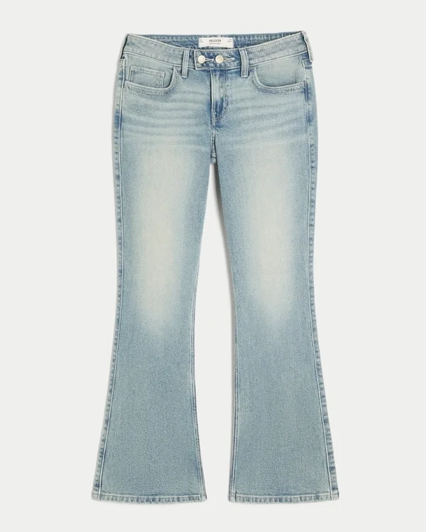 Dżinsy z niskim stanem, średnim odcieniem i haftowanym motylem, o kroju bootcut Dżinsy z niskim stanem, średnim odcieniem i haftowanym motylem, o kroju bootcut