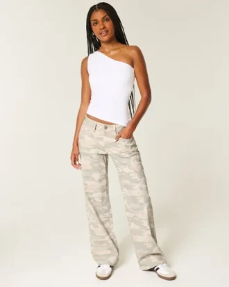 Dżinsy z niskim stanem Y2K Camo Baggy