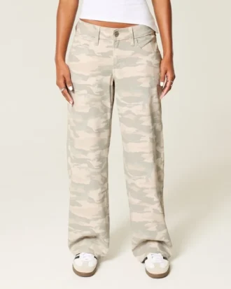 Dżinsy z niskim stanem Y2K Camo Baggy