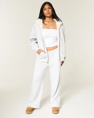 Dwustronna bluza z kapturem z polaru z podszewką ze sztucznego futra