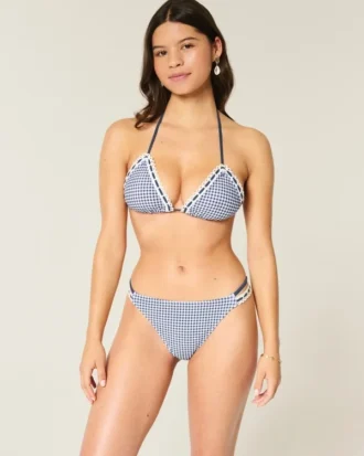 Figi bikini z podwójnymi ramiączkami i wykończeniem w stylu szydełkowym