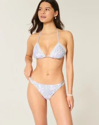 Figi bikini z podwójnymi ramiączkami i wykończeniem w stylu szydełkowym