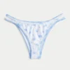 Figi bikini z wysokim stanem, haftowanym szwem i ramiączkami