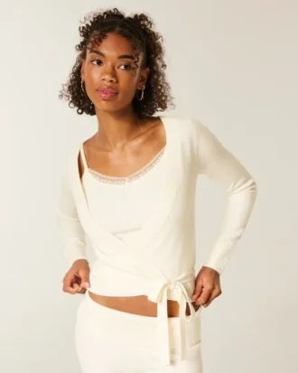 Gilly Hicks Sweter z dzianiny, wielofunkcyjny top kopertowy Gilly Hicks Sweter z dzianiny, wielofunkcyjny top kopertowy