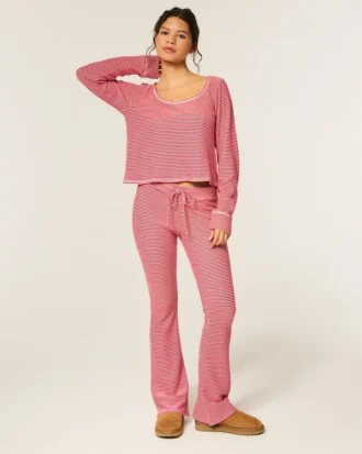 Gilly Hicks Wygodne spodnie bootcut z materiału typu wafel